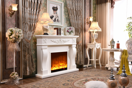 Semineu electric Premium TORINO, alb, 1500 W, (I*L*A) :1160*1500*330 mm, efect 3D, telecomanda [1]