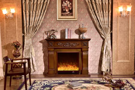 Semineu electric Premium TORINO mini, maro, 1500 W, (IxLxA): 1020x1200x330 mm, efect 3D, telecomanda [0]