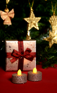 Set candele cu LED, glitter argintiu [0]