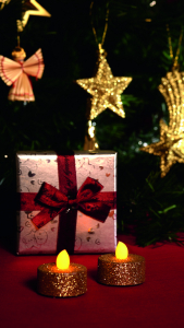 Set candele cu LED, glitter auriu [0]