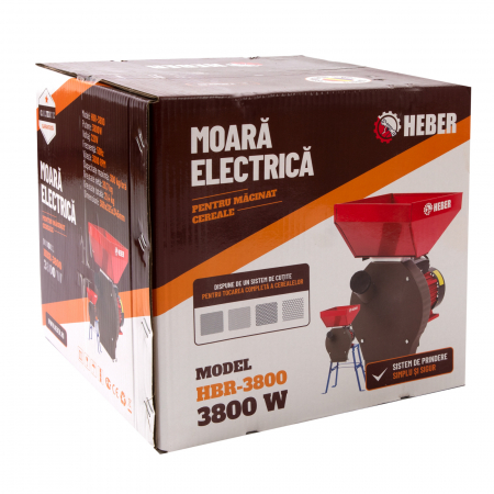 Set Moara cereale, stiuleti si lucerna (3 in 1), Heber®, 3.8KW, 300Kg/Ora, + suport din metal [2]