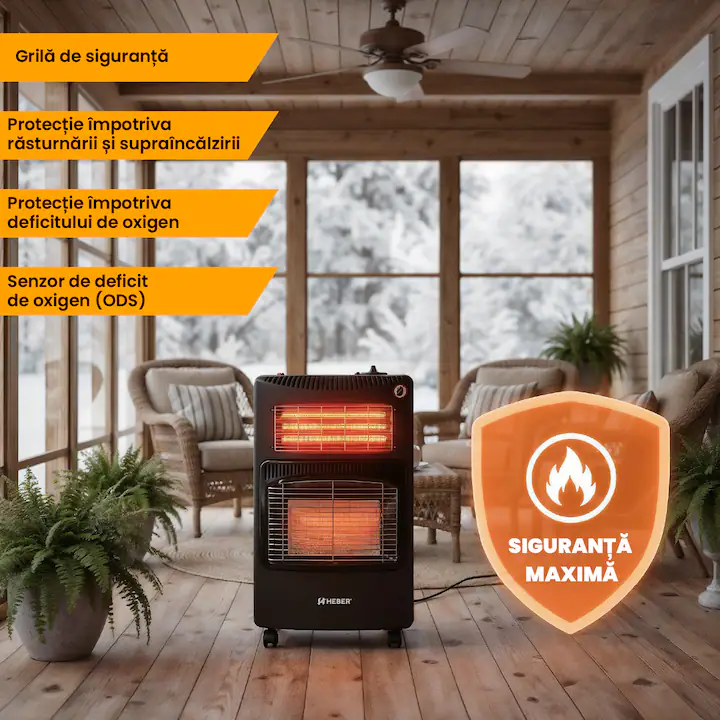 Soba portabila pe GPL si Electric, Heber HBR-7562, Acoperire 20-60 mp, Senzor ODS Siguranta, 4200 W, 4 Roti, Protectie rasturnare, Aprindere Piezo [1]