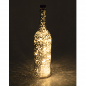 Sticla decor cu ghirlanda LED, argintiu [0]