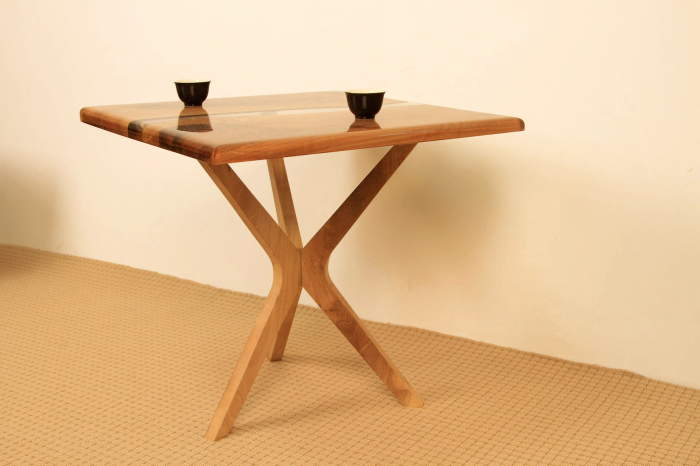 Masa de cafea din lemn de nuc cu rasina transparenta [8]