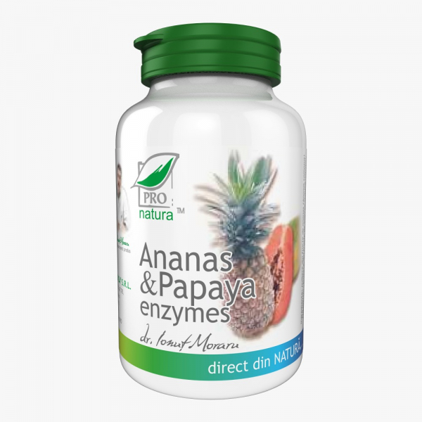 Ananas, Papaya si Enzymes, 60 comprimate, Medica [1]