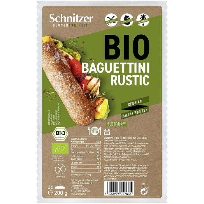 Baguettini bio rustice, 2 bucati, fara gluten [1]