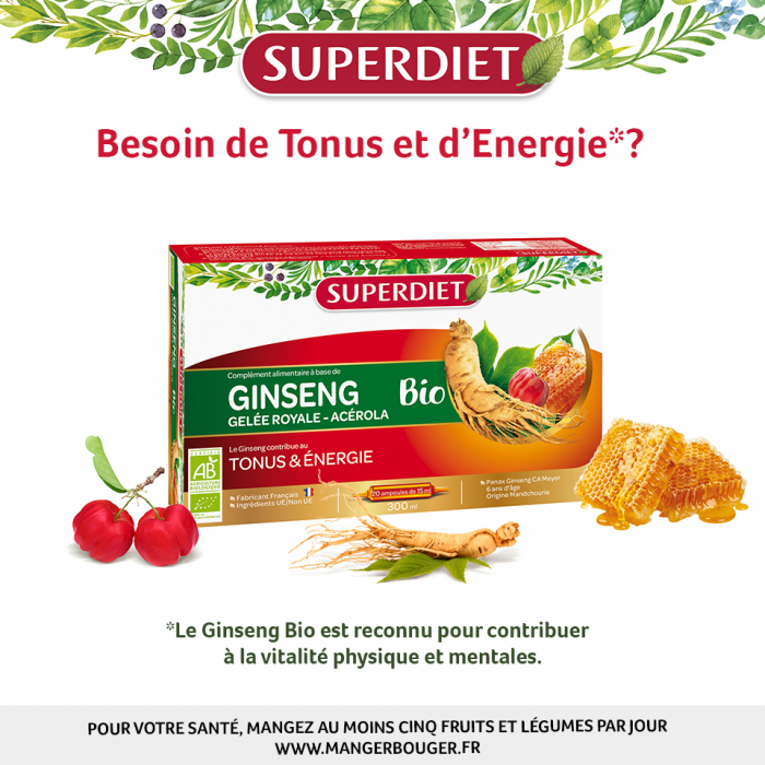 Ginseng Panax, laptisor de matca si acerola Bio 20 fiole x 15ml [3]