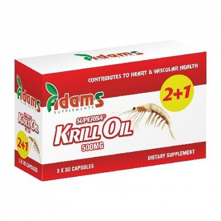 Krill Oil 500mg, 30 tablete, 2+1 gratis, Adams Vision [1]