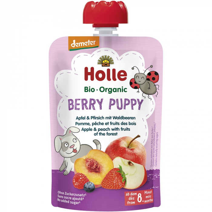 Piure bio de mere, piersici si fructe de padure pentru copii, + 8 luni [1]