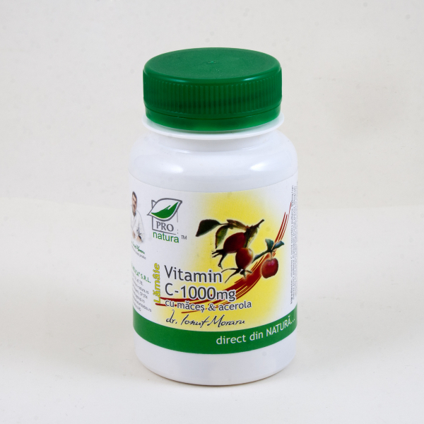 Vitamina C 1000mg cu maceșe și acerola cu lămâie, 60 comprimate, Medica [1]