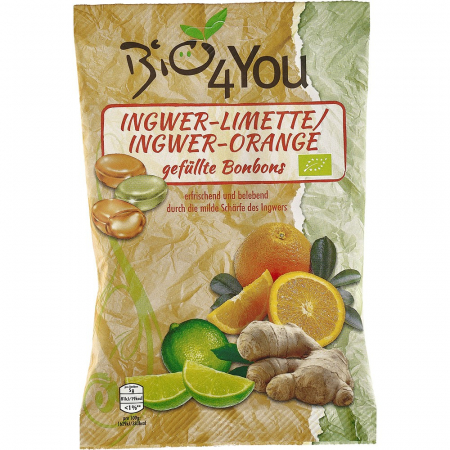 Biscuiți, crackers, jeleuri - Bomboane bio ghimbir cu lime si ghimbir cu portocala