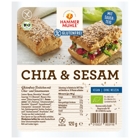 Alimente - Chifle cu chia si susan, fara gluten 2x60g, eco