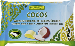 Ciocolata - Ciocolată bio albă Cristallino cu bucăţele de cocos HIH