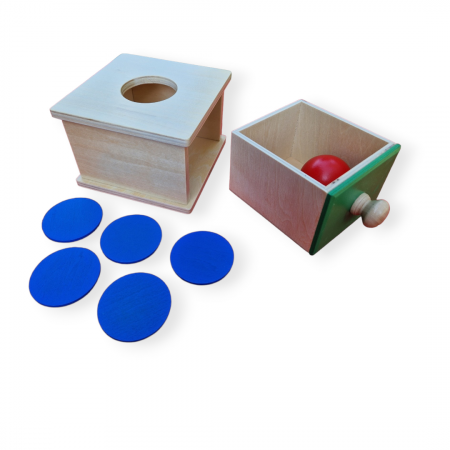 Cutia Permanentei Montessori - 2 in 1 - cu minge si discuri din lemn [6]