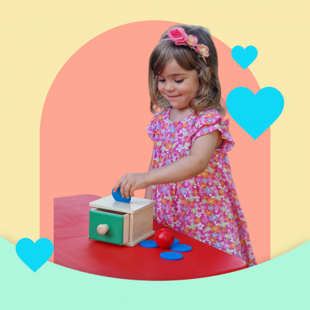 Cutia Permanentei Montessori - 2 in 1 - cu minge si discuri din lemn [1]