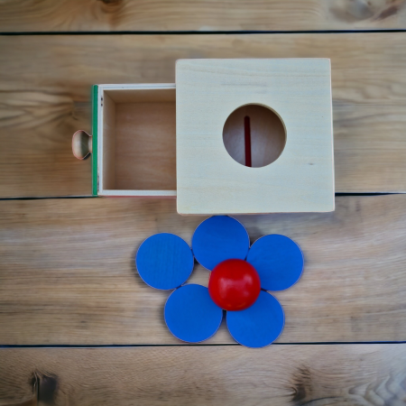Cutia Permanentei Montessori - 2 in 1 - cu minge si discuri din lemn [3]