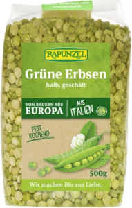 Nuci, seminte, boabe, tarate - Mazare verde bio jumătăţi cojite
