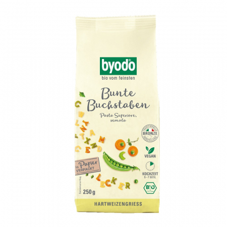 Alimente bio pentru copii - Paste bio litere colorate pentru copii