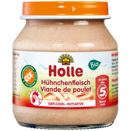 Gemuri, produse bio la conserva, borcan - Piure bio cu carne de pui pentru copii +5 luni