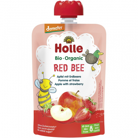 Piure bio copii - Piure bio de mere rosii si capsuni pentru copii, +8 luni