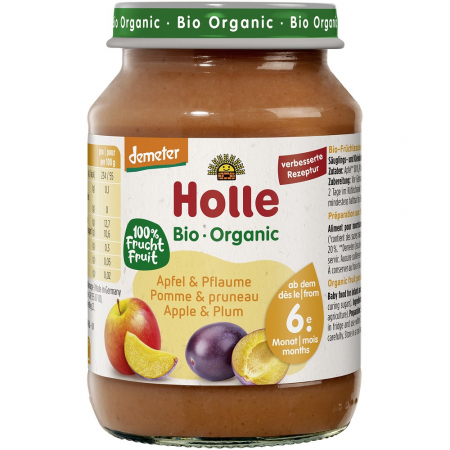 Piure bio copii - Piure bio de mere si prune pentru copii, + 6 luni