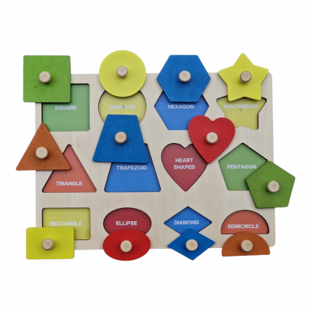 Puzzle educativ din lemn pentru copii tip Montessori cu 12 forme [3]