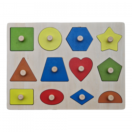 Puzzle educativ din lemn pentru copii tip Montessori cu 12 forme [2]