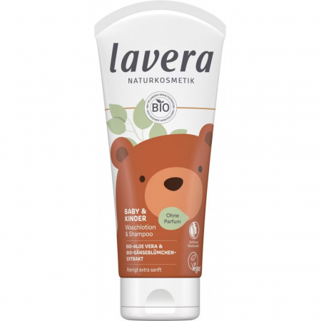 Cosmetice bio pentru copii - Sampon si gel de dus cu aloe vera bio pentru copii, fara parfum