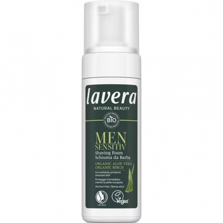 Produse ingrijire barbati - Spuma de ras sensitiv cu aloe vera bio si mesteacan bio