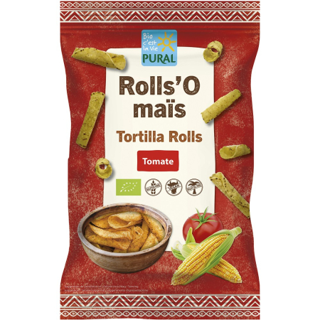 Sticks-uri, chipsuri si covrigei - Tortilla rolls bio din porumb cu rosii, fara gluten