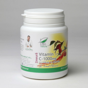Vitamina C - Vitamina C 1000 mg Zmeura cu maceșe și acerola, 100 comprimate, Medica