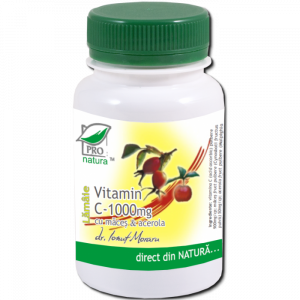 Vitamina C - Vitamina C 1000mg cu Maces, Acerola, aroma Lamaie,100 comprimate, Medica