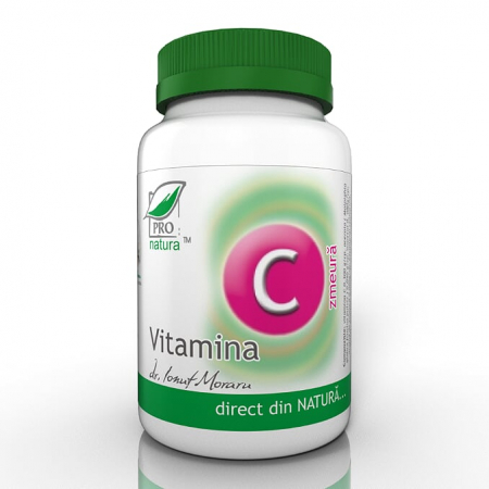 Vitamina C - Vitamina C 1000mg cu maceșe și acerola cu zmeură, 60 comprimate, Pro Natura
