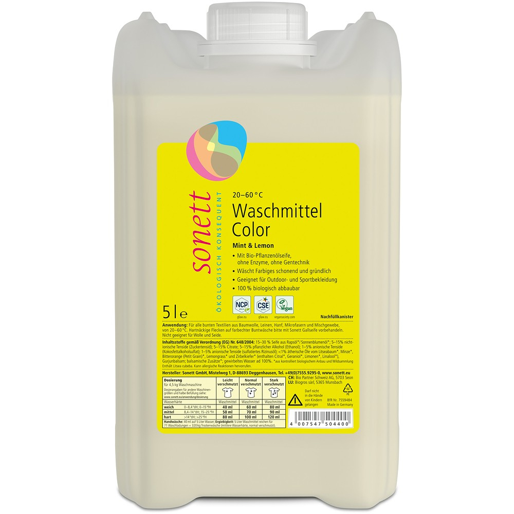 Detergent lichid pentru rufe colorate cu menta si lamaie