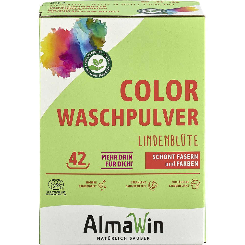 Detergent pudra pentru rufe colorate cu parfum de flori de tei