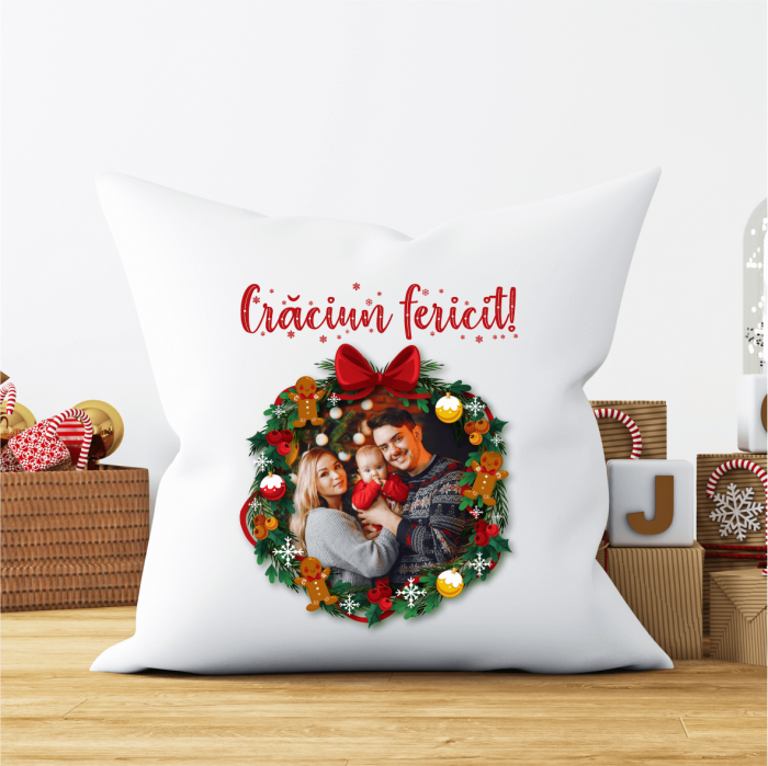 Pernă personalizată - Crăciun - Poză și mesaj [1]