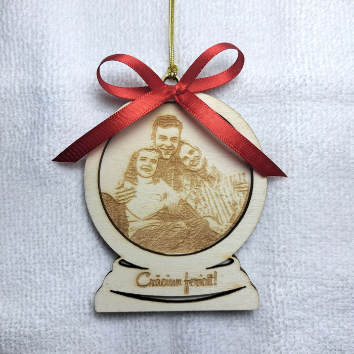 Glob personalizat cu poză și text  - Fotogravura - Crăciun - Model 1 [1]