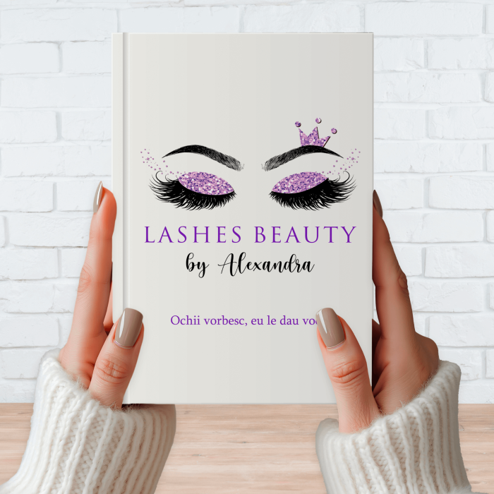 Agendă personalizată albă nedatată - Tehnician de gene - Model mov [1]