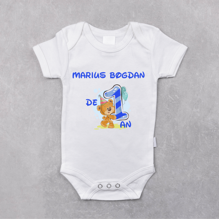 Body personalizat Aniversare 1 an - Nume (băiețel) [1]