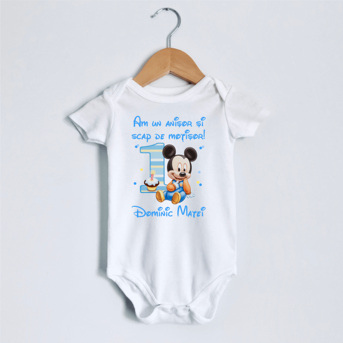 Body personalizat aniversare 1 an - Baby Mickey - Model 1 [1]