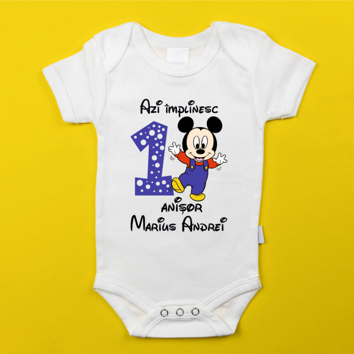 Body personalizat Aniversare 1 an - Baby Mickey Mouse [1]