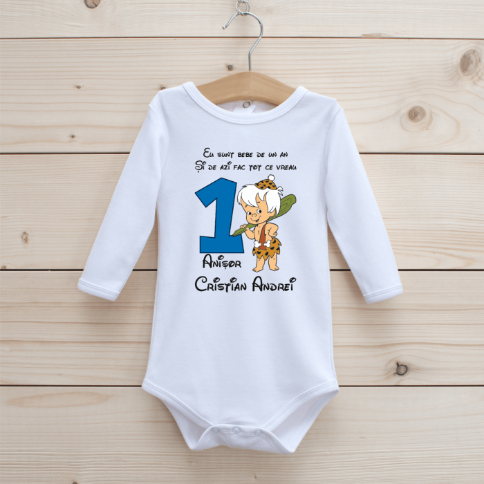 Body personalizat Aniversare 1 an  - Bamm Bamm Ruble - Familia Flintstone [1]