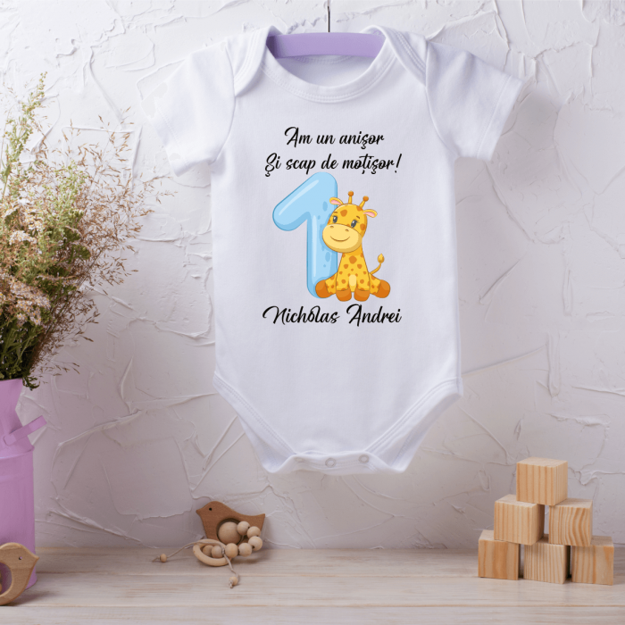 Body personalizat aniversare 1 an - Girafă [1]