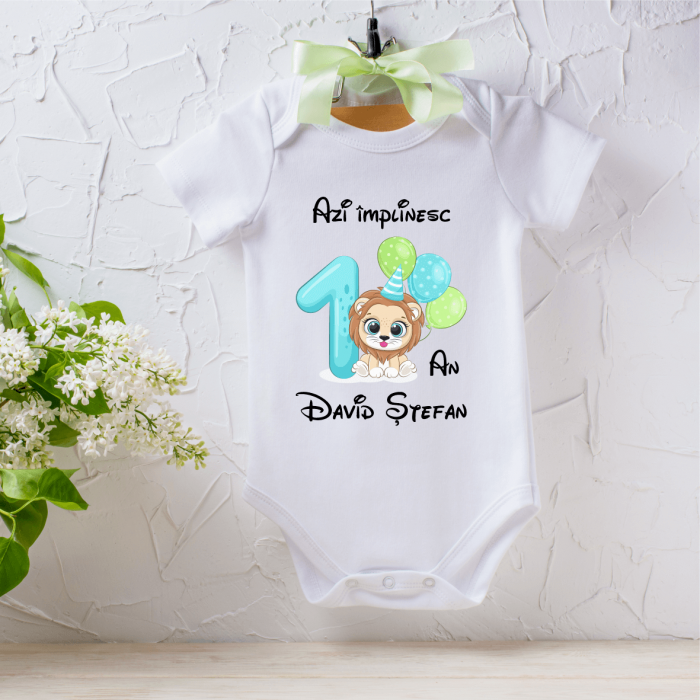 Body personalizat Aniversare 1 an - Leu - Nume [1]