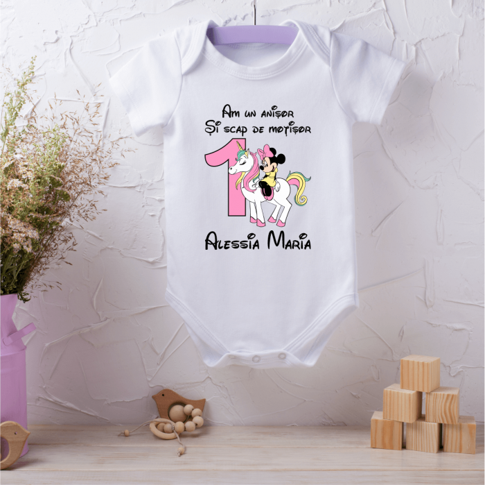 Body personalizat aniversare 1 an - Minnie - Ponei [1]