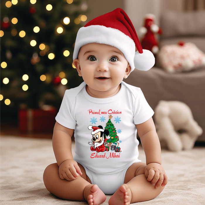 Body personalizat - Crăciun - Baby Mickey - Fulgi de zăpadă [1]