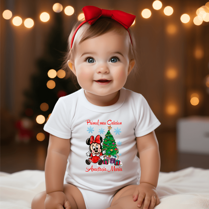 Body personalizat - Crăciun - Baby Minnie - Fulgi de zăpadă [1]