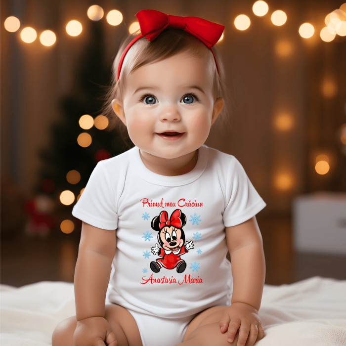Body personalizat - Crăciun - Baby Minnie - Fulgi de zăpadă - M2 [1]