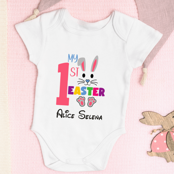 Body personalizat Paște - My first Easter - Iepuraș - Model Fetiță [1]