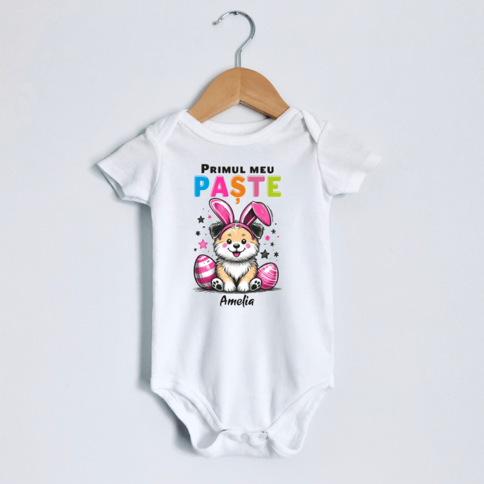 Body personalizat - Primul meu Paște - Cățeluș - Model fetiță [1]